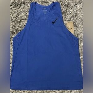 Nike Mens Dri-Fit ADV Blue Slim-Fit Singlet Size  Runnning Top (FN4231-411)